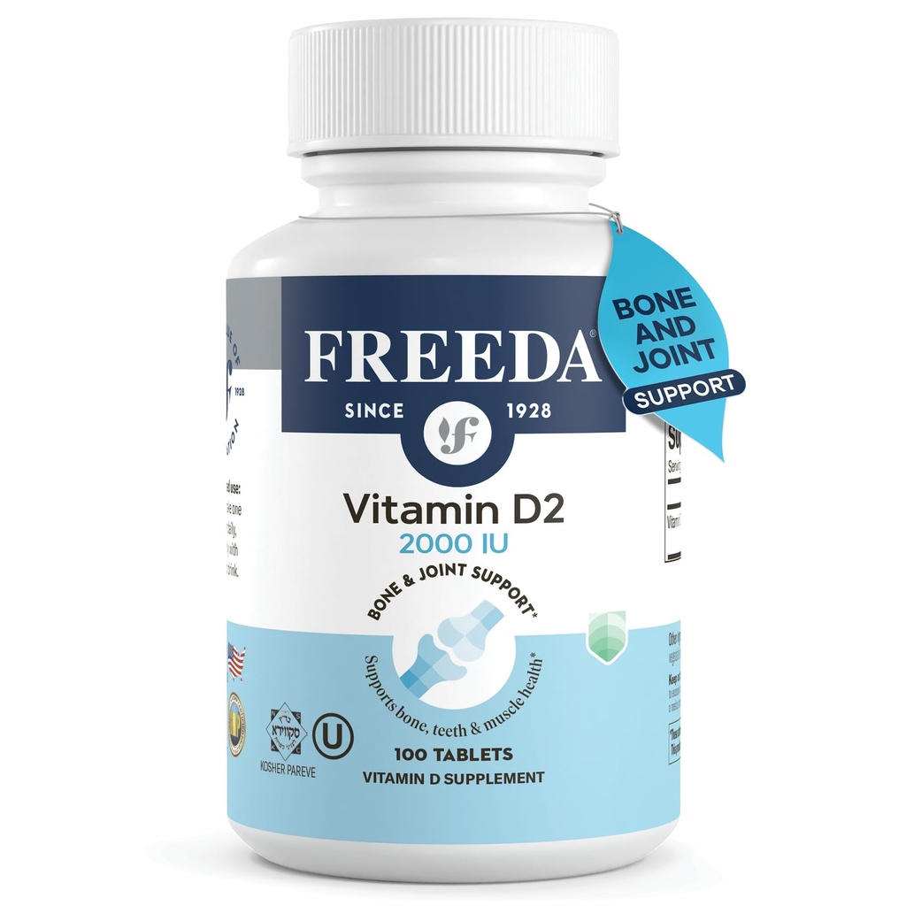 FREEDA Vitamina D2 2000 IU – Vegan Vitamin D per Bone Forza & Supporto Immune – Vegan Ergocalciferol D2 Supplemento – 100 compresse minuscole