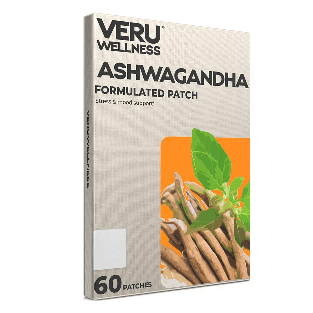 Veru Wellness Ashwagandha Patch - Stress Relief, Natural Mood Support, Stress, Energy e Focus Support Patch (60 Count)