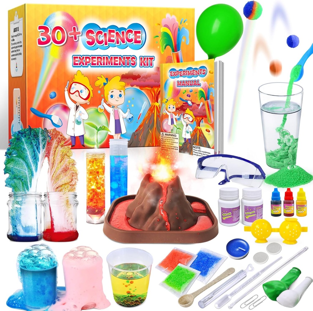 UNGLINGA 30+ Experiments Science Kits for Kids, S.T.E.M Educational Project AttivitÃ Giocattoli Regali per Ragazzi Ragazze, Set di Chimica, Palla rimbalzante, Eruzione del vulcano