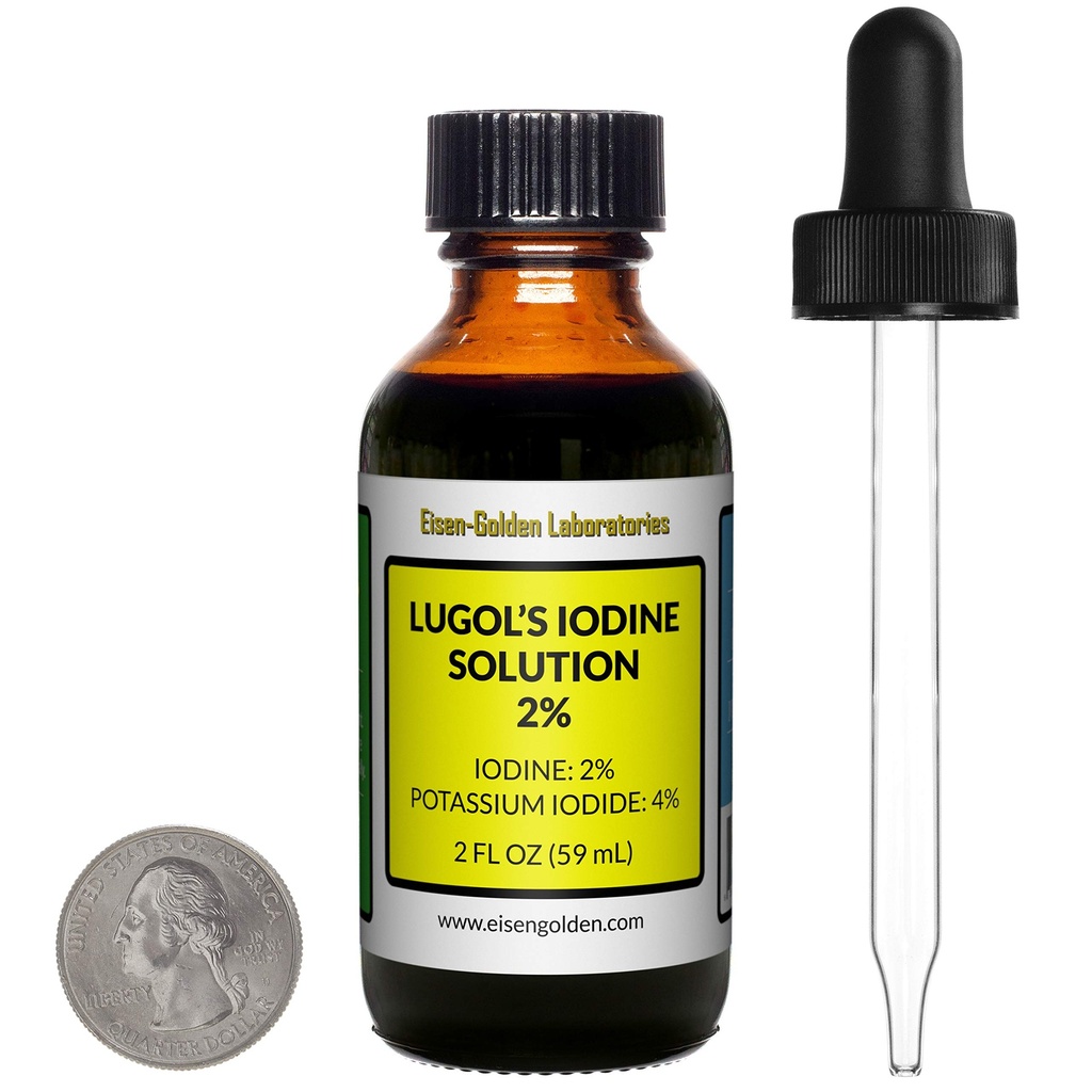 Iodio di Lugol / 2% Soluzione / 2 Oz in una bottiglia di vetro di ambra / Dropper gratuito