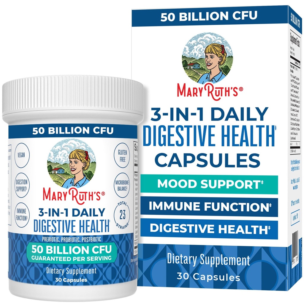 Probiotici 3-in-1 di MaryRuth per la salute digestiva | Prebiotici e postbiotici | Integratore di salute per le donne e gli uomini | 23 Strains unici | Supporto immunitario | 50 miliardi di CFU | 30 Serve