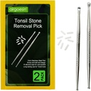 Airgoesin 2pcs Tonsil Stone Removal Pick Tonsillolith Strumento Premium Pulitore orale in acciaio inossidabile con 10 Morbidi tappi in silicone