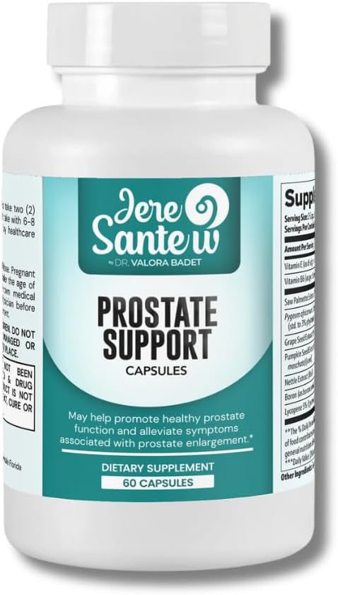 Integratore di supporto alla prostata con Saw Palmetto, Pygeum & Lycopene – Supporto per la salute e la funzione urinaria della prostata – 60 capsule – Miscela naturale per il benessere degli uomini – Made in USA