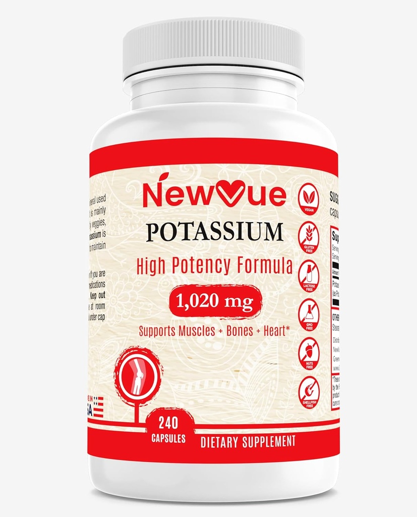 NewVue Potassium Supplement, 1020 mg, 120 Serve, 240 tappi
