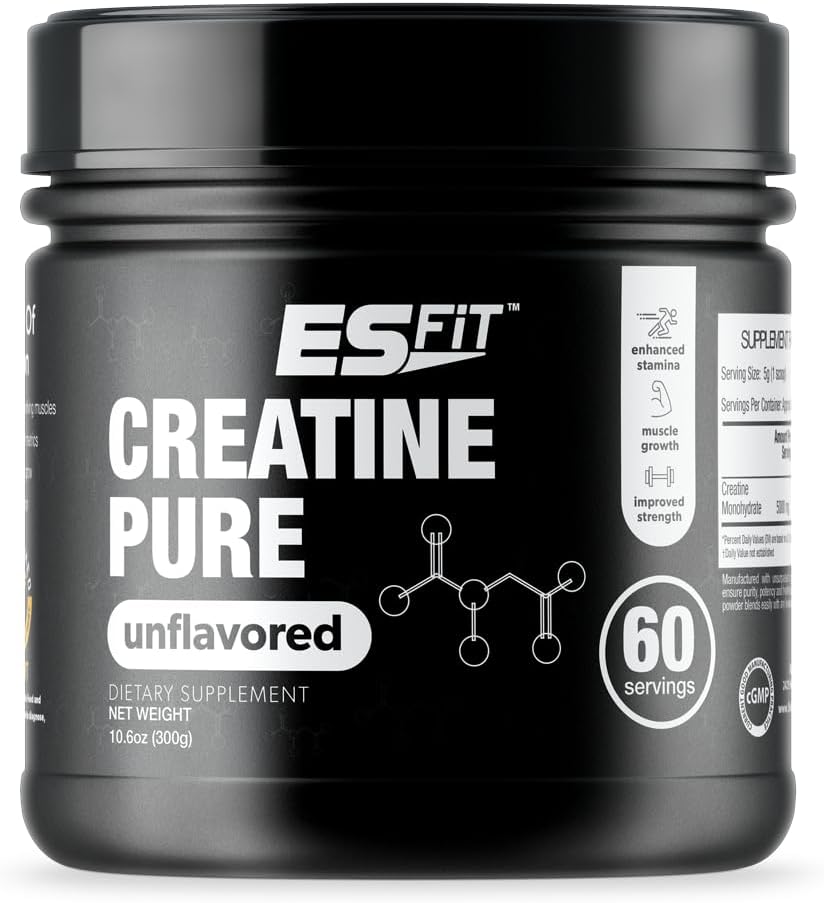 Creatina | 5000Mg - 60 Servings | Pure Micronized Creatine Monohydrate | Build Muscle, Migliora il recupero, Aumenta il volume cellulare