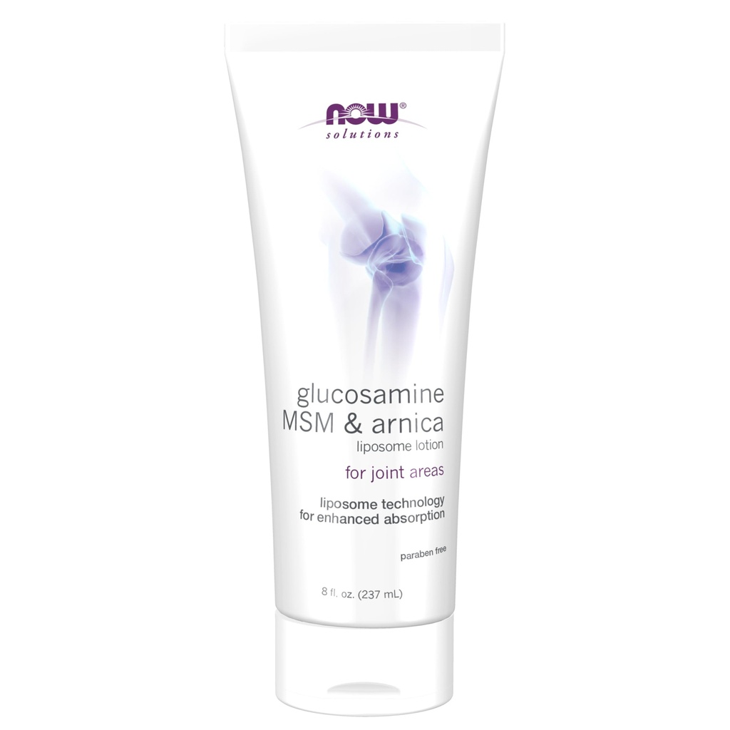 NOW Foods Solutions, Glucosamine, MSM e Arnica Liposome Lotion, Per le aree comuni, Liposome Technology per l'assorbimento migliorato, 8-Ounce