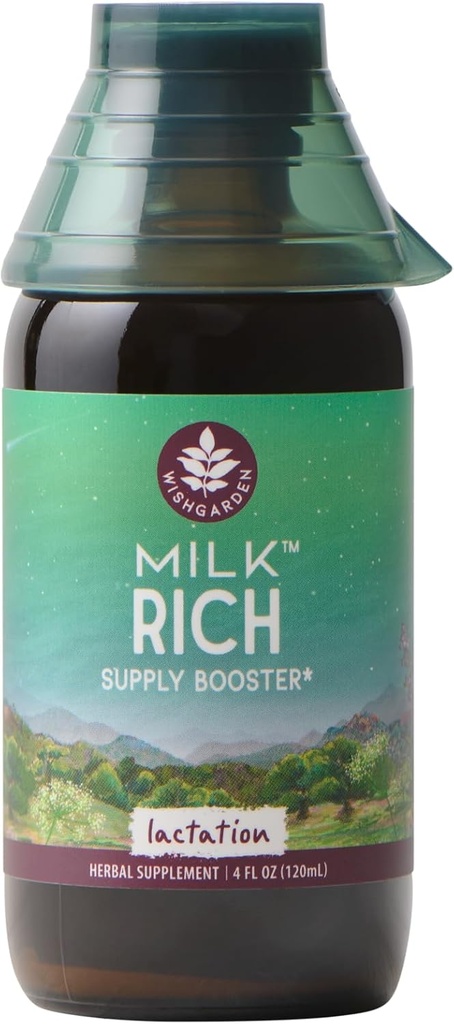WishGarden Herbs Latte Ricco con Goats Rue e Fenugreek - Herbal Lactation Support Supplemento, Il latte al seno Fornitura Boost e Integratore di allattamento al seno per aumentare la qualità e la produzione del flusso di latte, 4oz