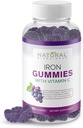 Gummie di ferro con vitamina C - Integratore di ferro masticabile per adulti e bambini, Anemia di carenza di ferro, Supporto delle cellule di sangue rosso, Energia, Funzione immunitaria, Salute del cervello, Assorbimento massimo, 60 Gummie Vegane