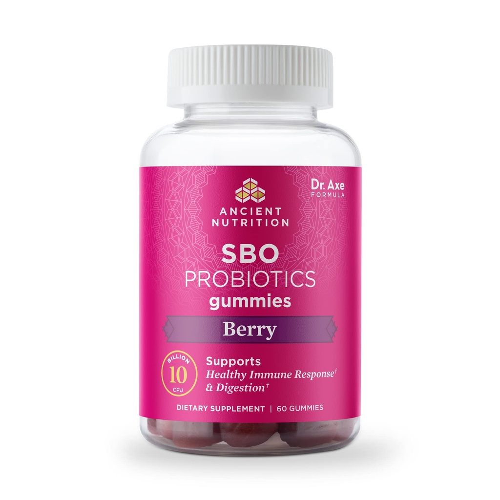 Antichi Probiotici Nutrizione, SBO Probiotici Berry Gummies 10 miliardi di CFU*/Serving, Sani Digestivi e Supporto di Risposta Immune, Senza Glutine, Riduce Bloating Occasionale, 60 Conte