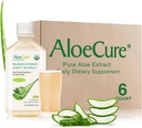 AloeCure USDA Organic Aloe Vera Juice Realizzato entro 12 Hrs di Vendemmia - Pure Aloe Juice Integratore Digestivo Naturale di Sostegno Digestione, Sistema Immune e Acidità di Stomach Equilibrata, 6 x 500ml Bottiglie