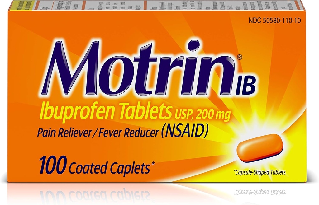 Motrin IB Riduttore di febbre da dolore (NSAID) Tablet Ibuprofen, 100 Conte