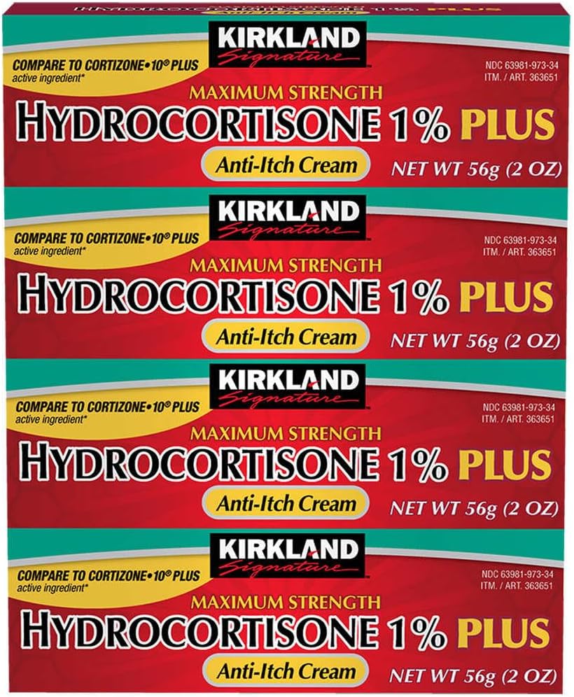 Kirkland Firmatura massima resistenza Hydrocortisone Crema 1% con Aloe, 2 once (confezione 4)