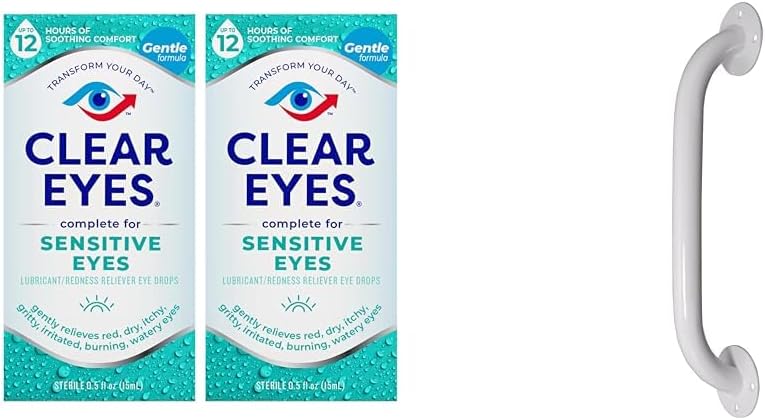 Clear Eyes sensibile gocce, 2 Pack e Drive bianco medico polvere-coated Grab Bar