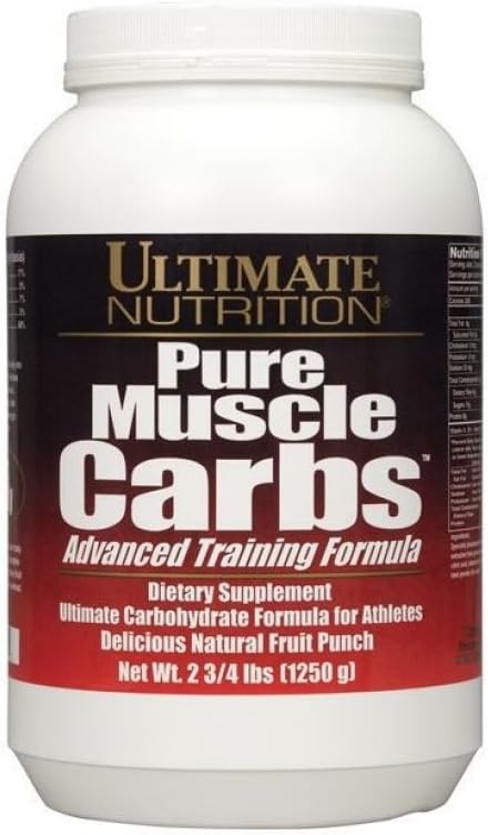 Ultimate Nutrition Pure Muscle Carbs - Polvere complessa di carboidrati per l'energia sostenibile - No Fat, No Colesterolo -Calorie per muscolo Gainers e atleti, Punch di frutta, 2.75 Pounds