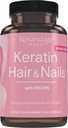 Risparmio di capelli di cheratina con Biotina - Supplemento di cheratina con Biotina & Resveratrolo - Supporta la crescita dei capelli & Nail Health - 60 capsule