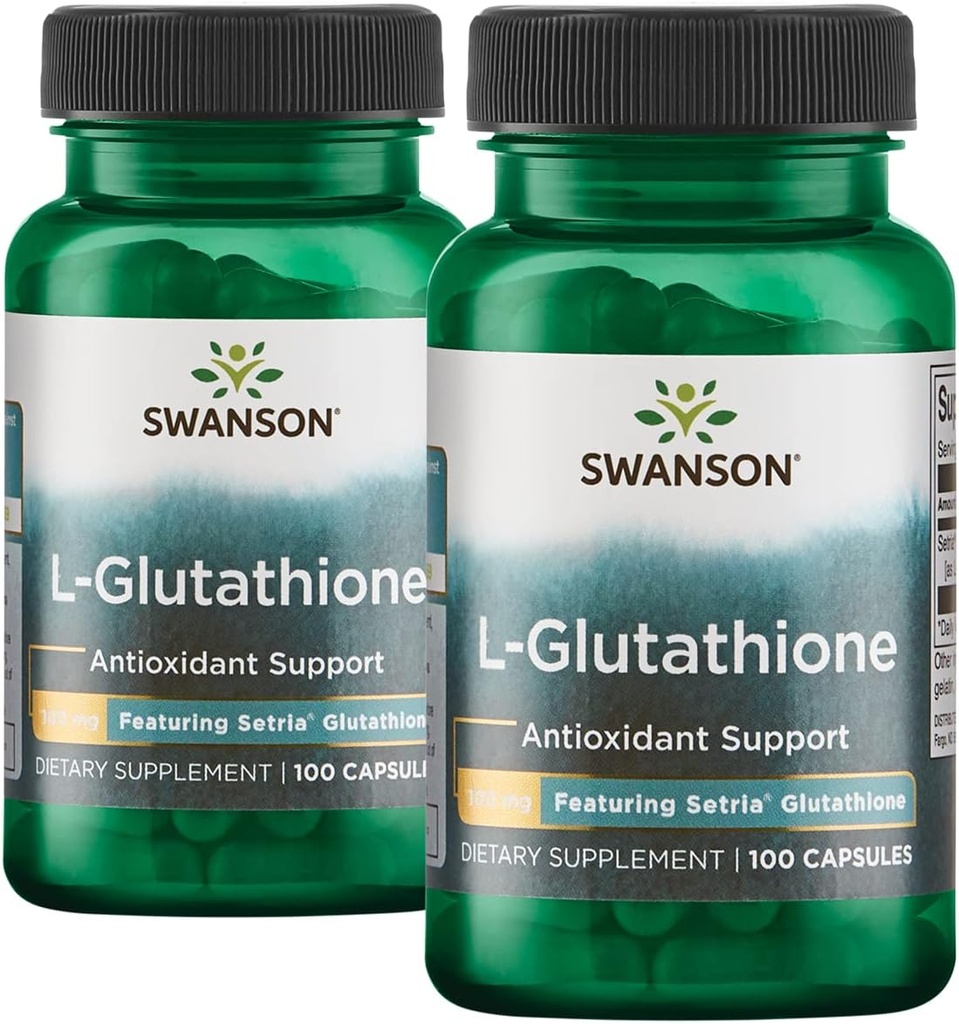 Swanson Aminoacido L-Glutathione 100 Milligrammi 200 capsule 2 bottiglie