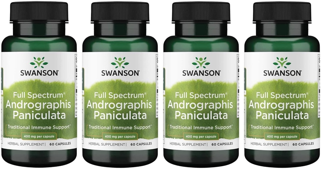 Swanson Spettro completo Andrographis Paniculata 400 Milligrammi 60 Capsule (4 Confezione)