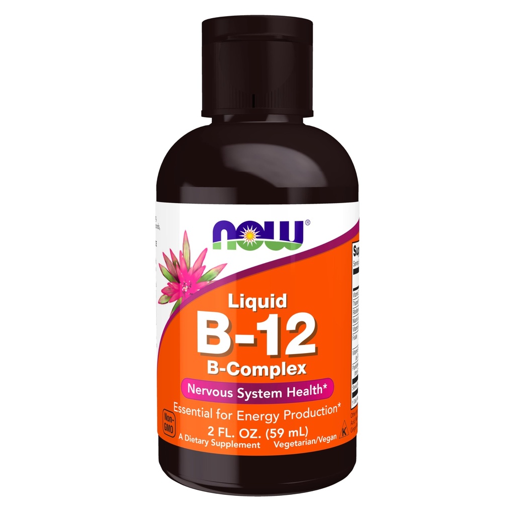 NOW Integratori alimentari, Vitamina B-12 Liquido complesso, Produzione energetica*, Salute del sistema nervoso*, 2 once