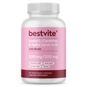 BESTVITE Acetil L-Carnitina 500mg & Acido lipoico alfa 200mg per capsula con Biotina (120 capsule vegetariane) - No Stearates - Vegan - Non OGM - Gluten Free