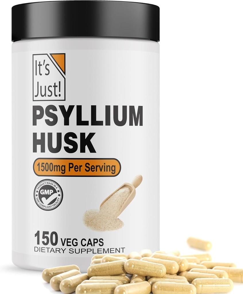 E' solo! - Psyllium Husk, Integratore di fibre alimentari, Capsule vegetali, 1500mg Per Serving, 150ct Bottiglia (150 Count)