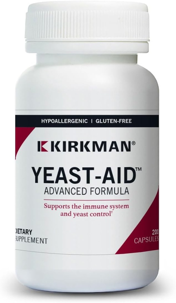 Kirkman - Yeast Aid Advanced Formula - 200 capsule - Supporta il controllo del lievito - Supporto del sistema immunitario - Soluzioni anallergiche