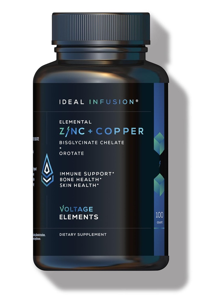 Elementi di tensione Zinc Bisglycinate + Orotate 245mg con Rame Chelato: Salute della pelle e del muscolo, Equilibrio dell'ormone - Zinco Elementale 50mg (100 Serve) Vegan