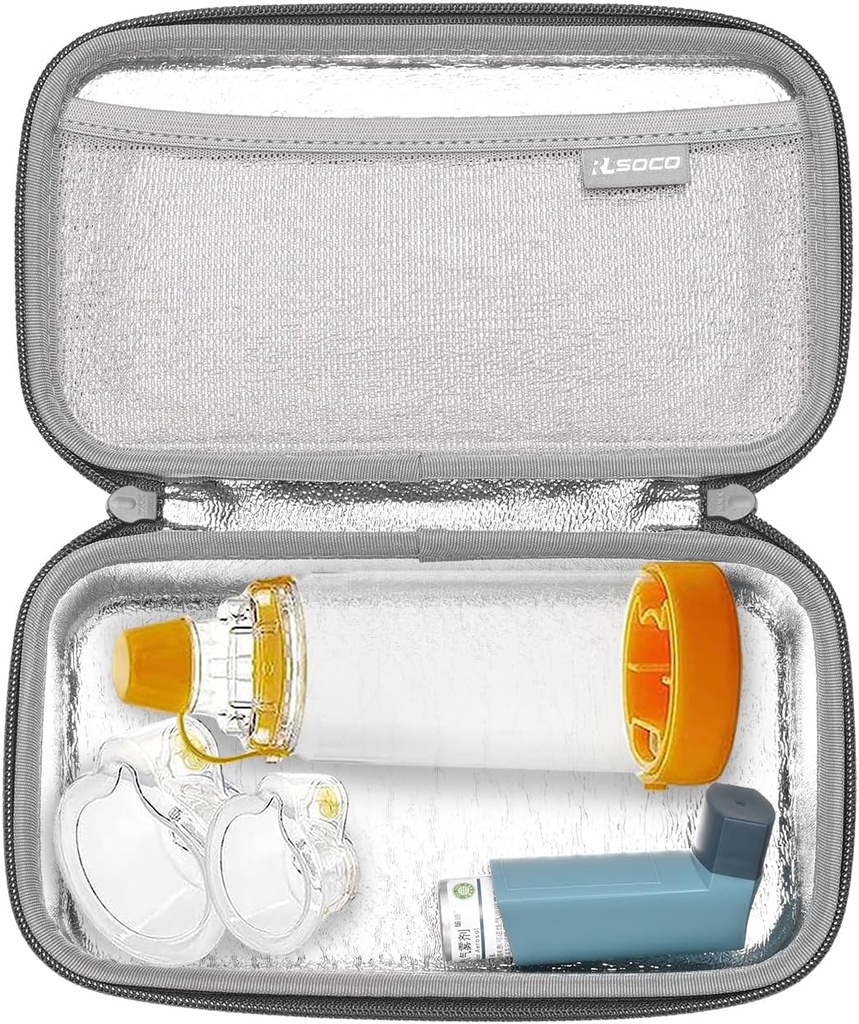 RLSOCO Caso di trasporto per Asthma Inhaler per bambini e adulti,Inhaler Spacer caso di viaggio per dispositivo, maschera e altri accessori (solo cassa)