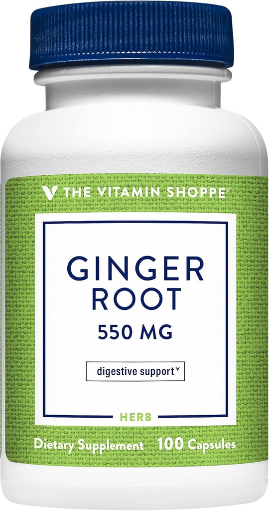 La radice di zenzero di vitamina Shoppe 550MG, supplemento di erbe che supporta la digestione e lenizione (100 capsule)