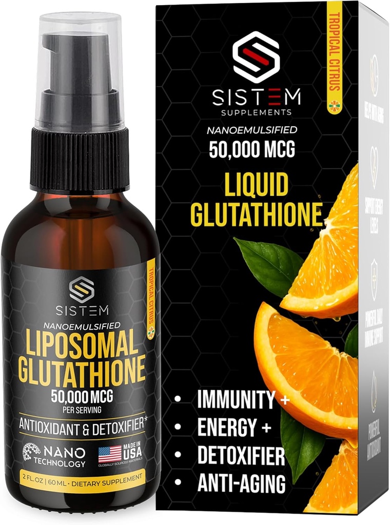Sistem Liposomal Glutathione Supplemento, Antiossidanti, Detox Cleanse, Integratore di Supporto Immune, Vitamina C, Spray Liposomico, Siero di Glutathione, Citrus Tropicali