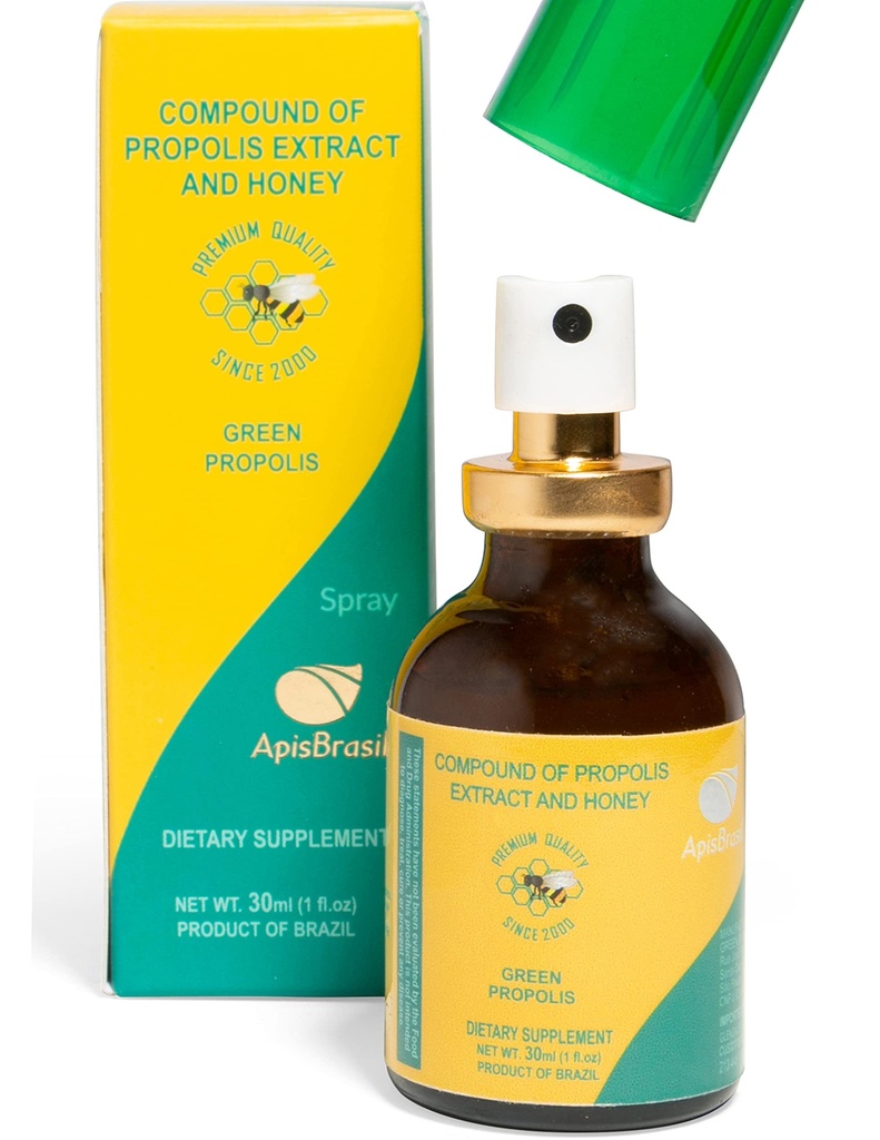 Brasile Green Bee Propolis Spray (30ml) - Supporto Immune Naturale - Sorriso Rilievo Gola - Qualità Premium - Confezione da 1