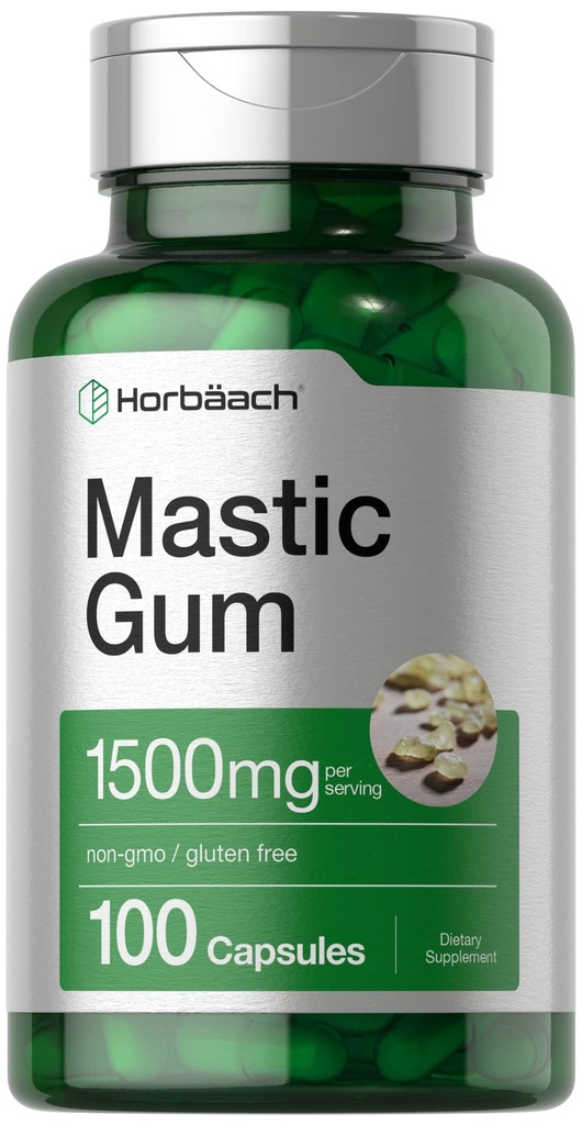 Horbäach Mastic Gum | 1500mg | 100 capsule | Non-OGM & Gluten Supplemento gratuito