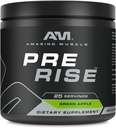 Incredibile Muscolo Pre Rise | Pre-Workout Powder Supplement con Caffeina e Beta-Alanina per Uomini e Donne | 25 Serve (25 Serve, Mela Verde)