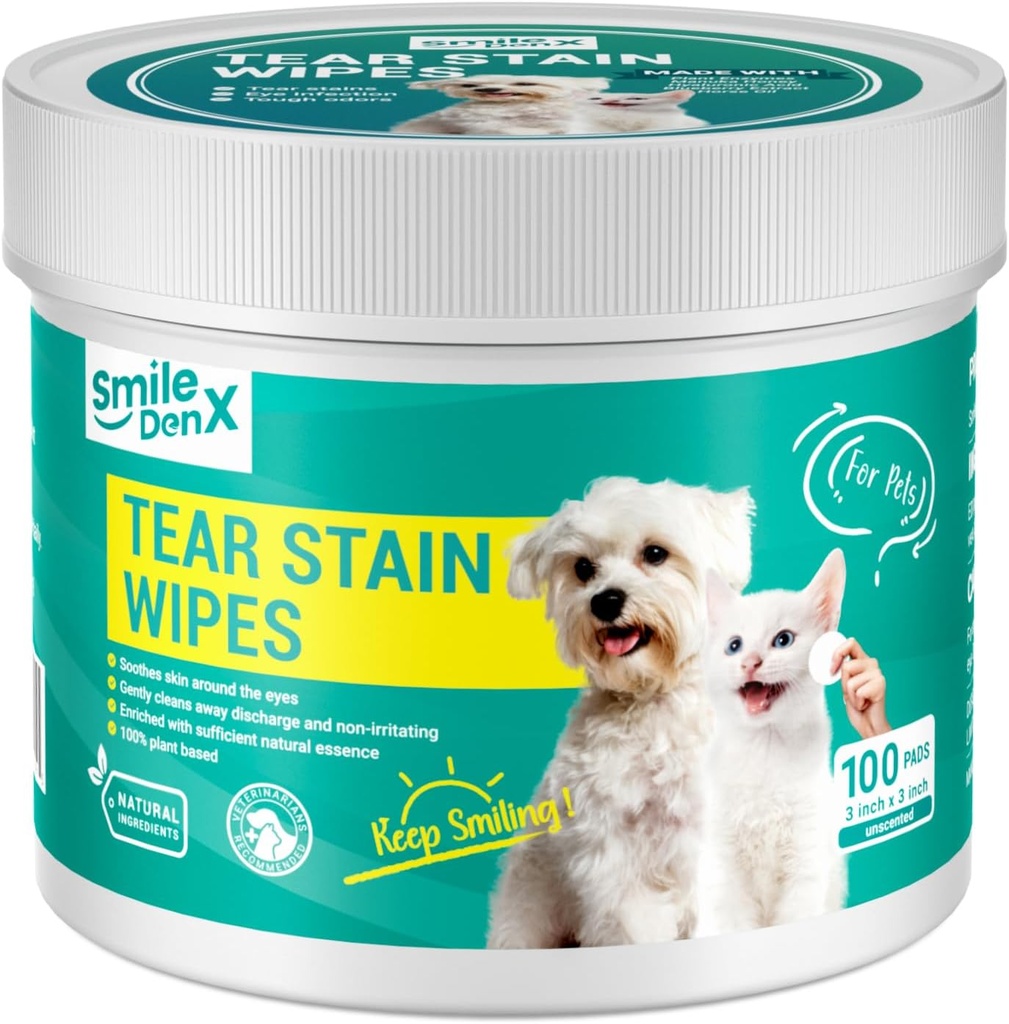 Pulitori per occhi per cani, Detriti per cani e gatti, Lavaggio per occhi per animali domestici Rimuove la scarica, Crosta, Debris e Gunk (100, Unscent)
