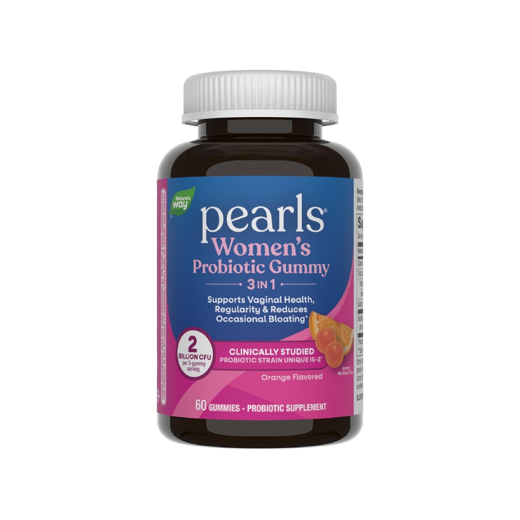La Via della Natura 3-in-1 Gummie Probiotiche femminili, riduce il Bloating occasionale*, supporta la salute digestiva e vaginale*, Strain Probiotico Clinicamente studiato, senza glutine, aromatizzato arancio, 60 Gummies