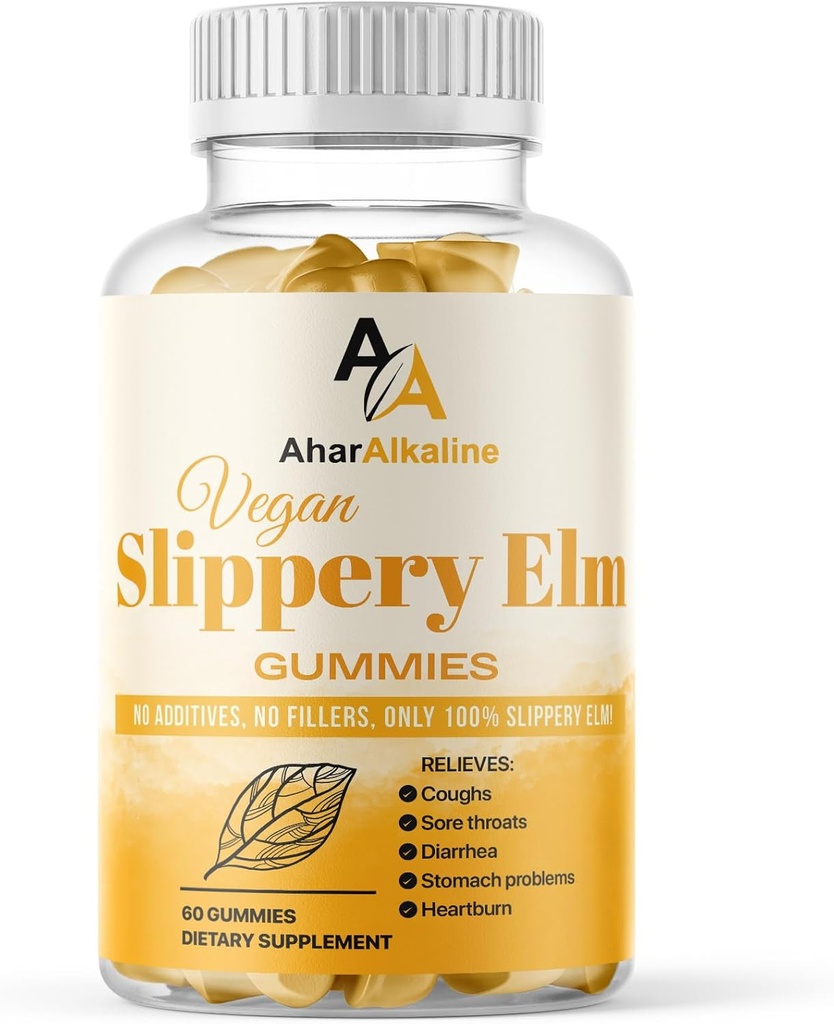Slippery Elm Gummies, Supplemento per Sore Throats and Digestion, Frutta aromatizzata, 60 conte (Pacchetto di 1)