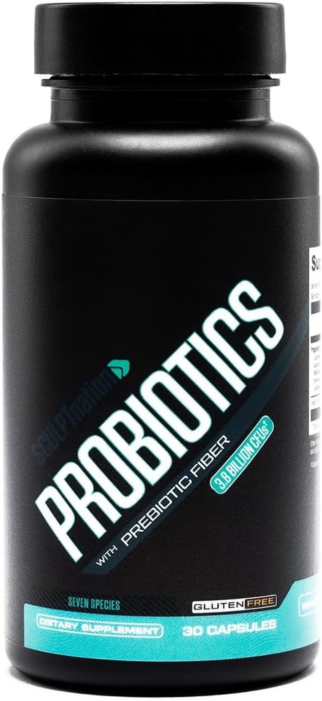 Sculpt Nation di V Shred Premium Probiotics - Digestive & Gut Health Support - Aiuta con costipazione occasionale, gas e Bloating - fornitura di 30 giorni