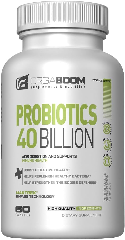 Probiotico 40 miliardi di CFU 4 Strains + Prebiotico - Supporta la salute digestiva e l'immunità - Aiuta con costipazione, diarrea, Bloating - Gluten-Free, Non-GMO - Made in the USA - 60 capsule