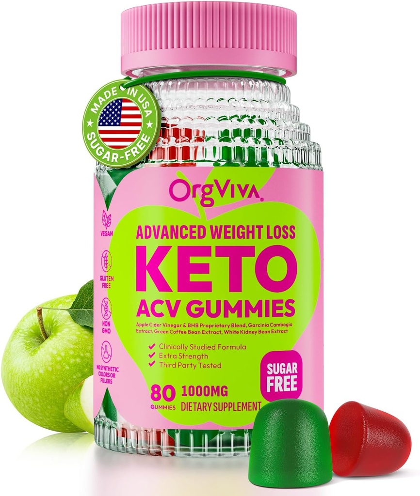 Gummies Keto Acv per la perdita di peso avanzata: Gummie di Aceto di Sidro di Mele con vitamine per sostenere la digestione, il metabolismo e la salute immunitaria - Sugar Free 80 ct