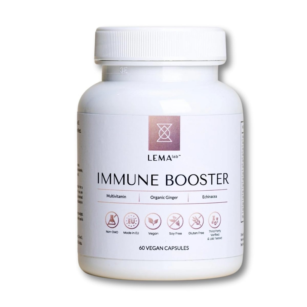 LEMAlab Immune Booster – 60 capsule vegane – B-Complex, vitamina C & E, Ginger organico & Echinacea – Formula antiossidante – Supporta la funzione immunitaria e il metabolismo energetico