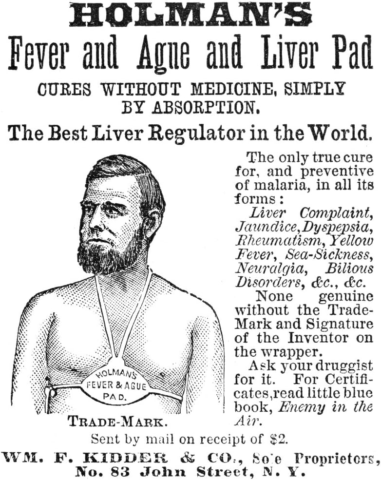 Pubblicità della medicina del brevetto americana 1876 per HolmanS Fever and Ague Liver Pad Poster Stampa di (18 x 24)