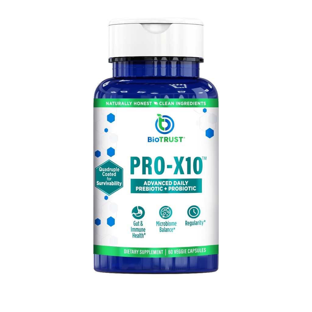 BioTrust Pro-X10 2.0 Integratore Probiotico - Probiotici per la salute digestiva con Prebiotici - Supporto del sistema immunitario e salute del GI - Libero da Gluten, Soia e Latticini, Non OGM - 60 capsule