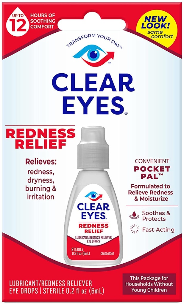 Clear Eyes Redness 12hr Relief Gocce degli occhi - 0.2oz