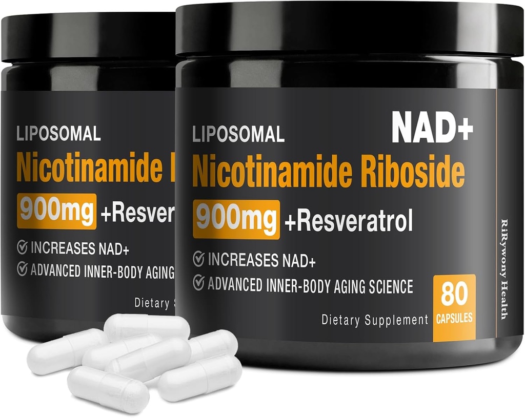 NAD Supplemento - NAD+ con Nicotinamide Riboside (NR) e Resveratrolo Quercetin 900mg Pure Organic NAD Plus per la riparazione cellulare Funzione sana del cervello di invecchiamento (2 Pack)