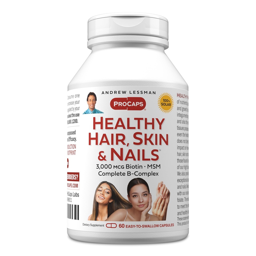 ANDREW LESSMAN Capelli sani, pelle e unghie 60 capsule - 5000 mcg Bioattività alta, B-Complex. Promuove bella pelle, unghie forti. No Additivi per la crescita dei capelli Vitamine Integratore Biotina