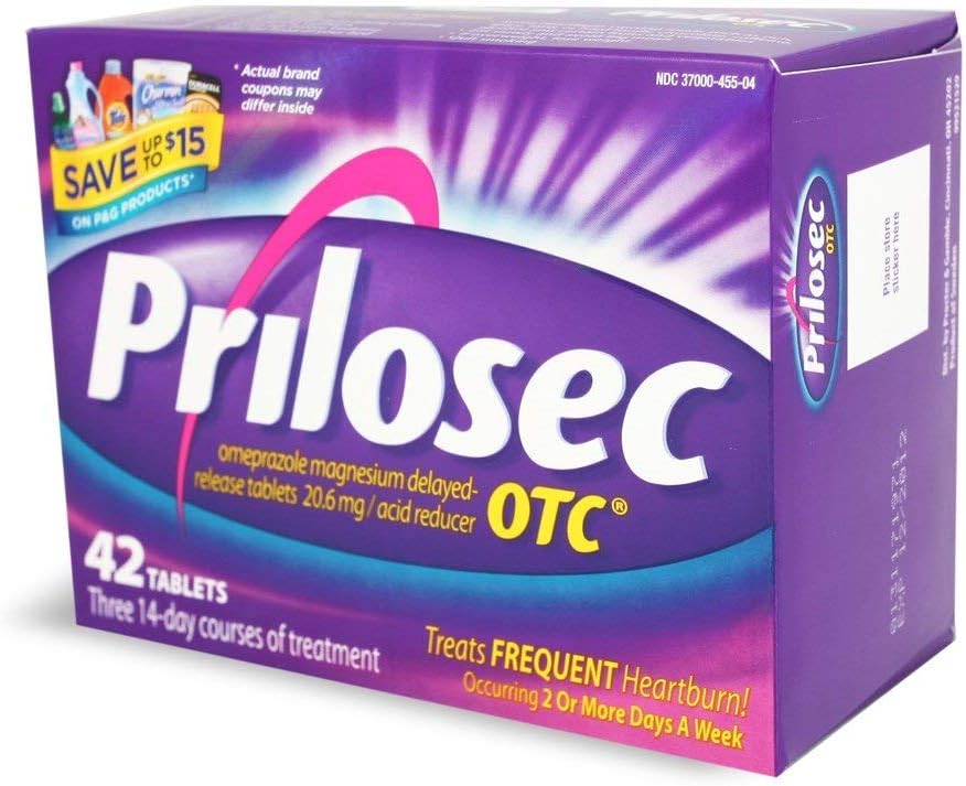 Prilosec 20.6 mg OTC, 42 compresse (Pack of 3)