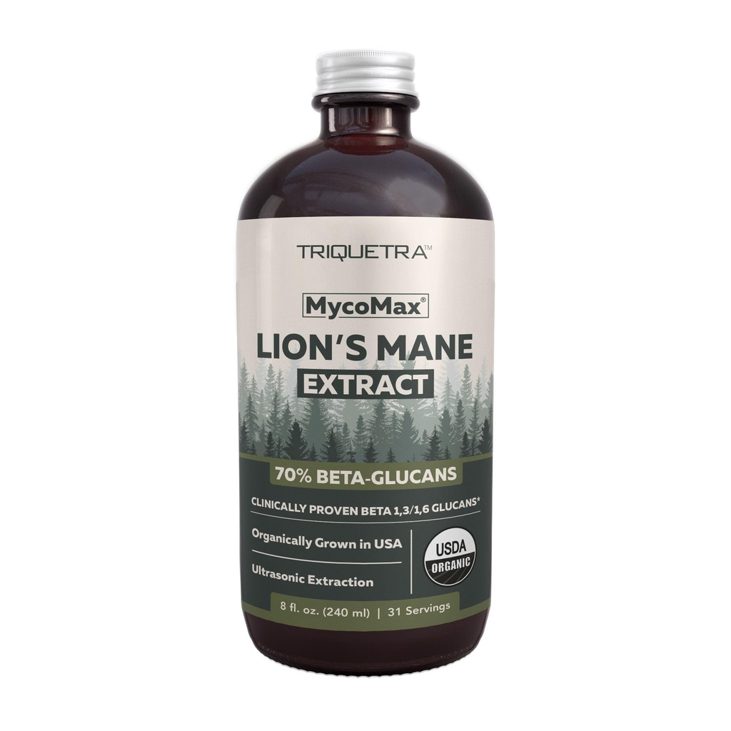 MycoMax Lions Mane Extract - 70% Beta Glucans, Max Potency Organic Lions Mane Supplement, US Grown + Ultrasonic Extraction - 500 mg per porzione - Mental Clarity, Focus and Memory - 8 oz.