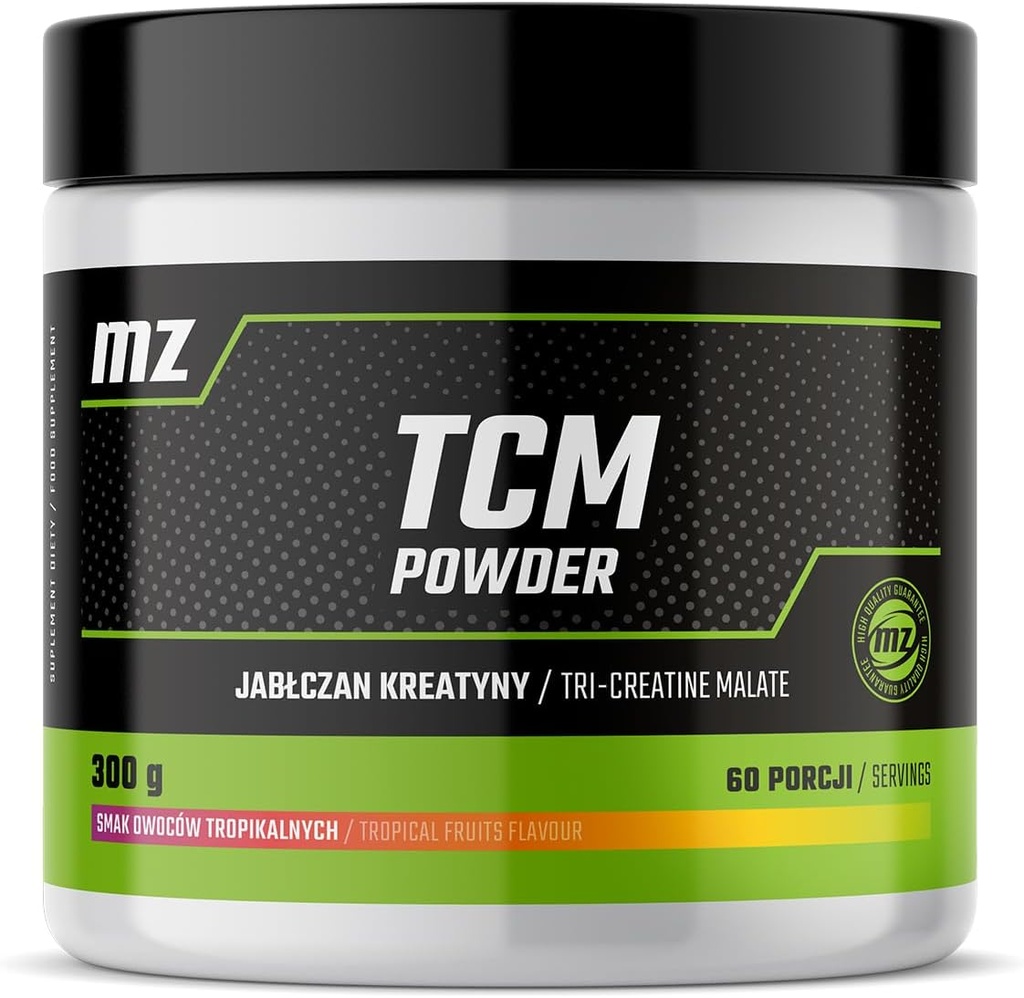 TCM Powder 300g - Creatina Malate 5000 mg per Serving - 60 Serve per Confezione - Flavore Tropicale Frutta - Supplemento dietetico per prestazioni fisiche migliorate - da MZ