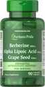 Puritan's Pride Berberine, Alpha Lipoic Acid & Grape Seed, promuove il supporto antiossidante, 90 capsule vegetali