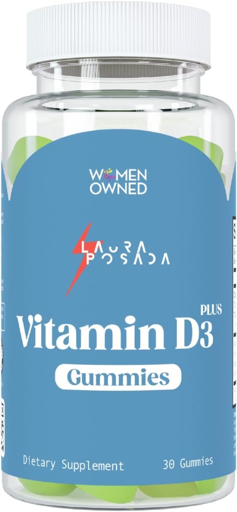 Laura Posada Vitamina D3 Plus Gummies 30 Conte D3, A, K per l'assorbimento del calcio, Menopausa Supporto immunitario, Bone & Heart Health, Ottimizzazione dell'ormone – Non-GMO Gluten 100% naturale Made in USA