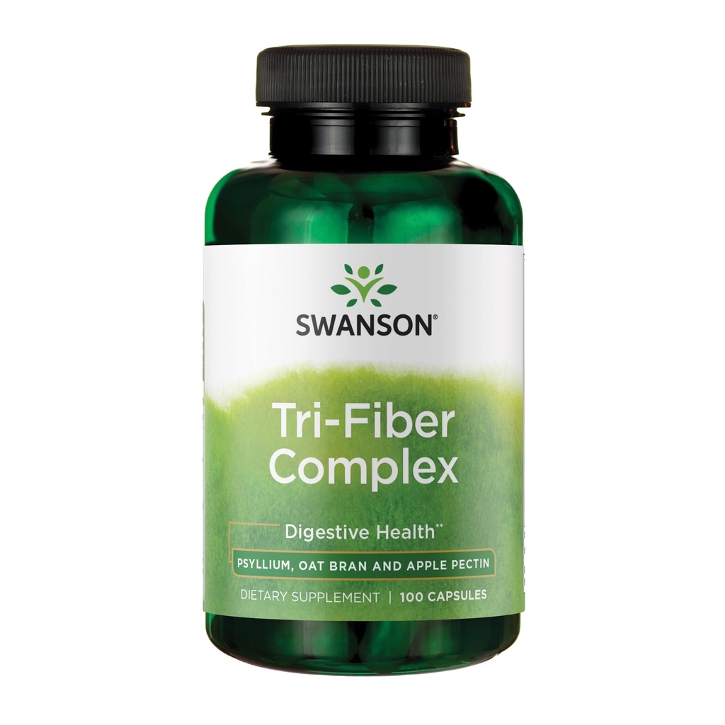 Swanson Tri-Fiber Complex - Integratore Sanitario Digestivo Realizzato con Psyllium, Oat Bran, & Apple Pectin - (100 capsule)